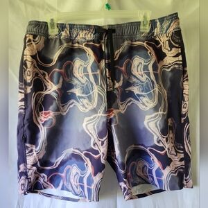 BYLT- Size Large- Men's Boardshort- Blues, Purples, Pinks- Fluid print